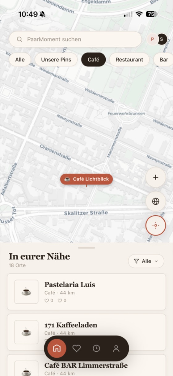 Kartenansicht mit Orten in der Nähe